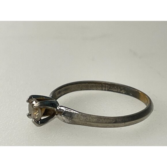 Vintage Faux Diamond Solitaire Engagement Ring Shows Age - Picture 5 of 6